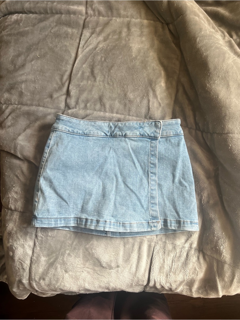 Garage Light Blue Denim Wrap-Style Mini Skort